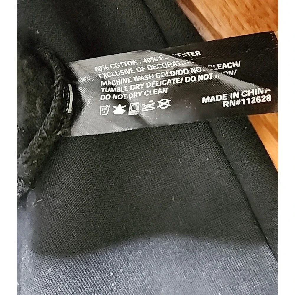 LA Gear Cropped Black Sweatshirt Hoodie Gym Active 80s 90s Retro USA Cut Out L - Picture 7 of 7